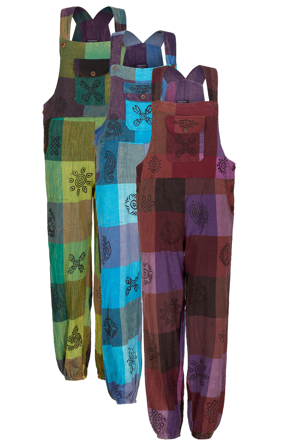 Wicked Dragon Clothing - Hippie patchwork dungarees