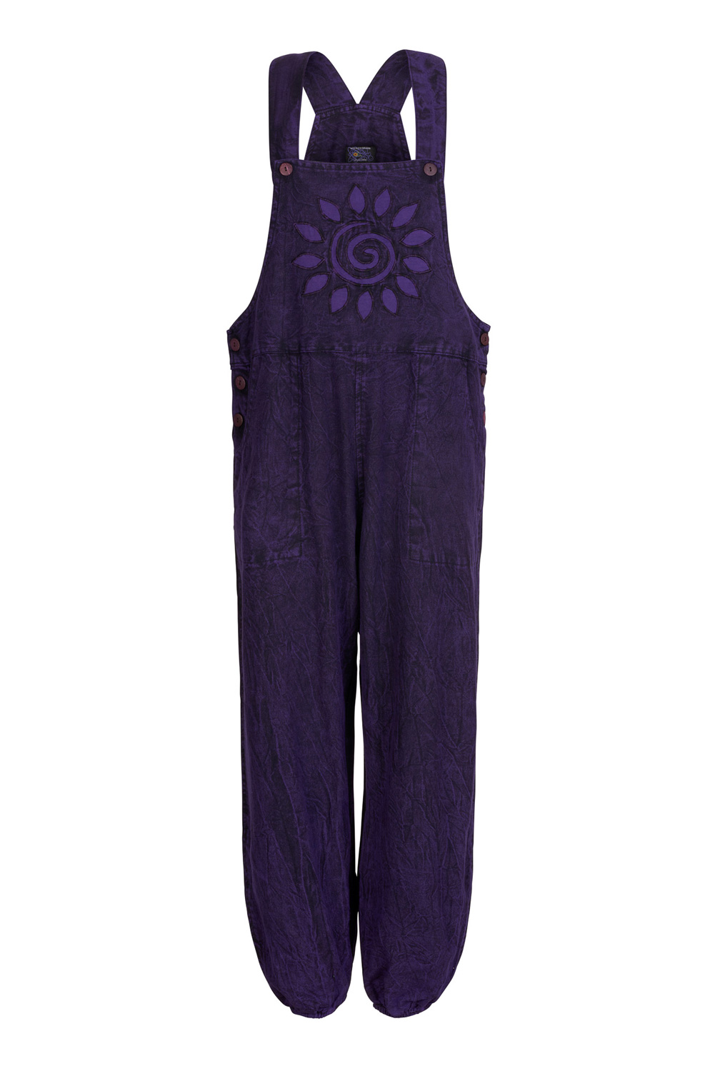 Revived purple spiral sun dungarees