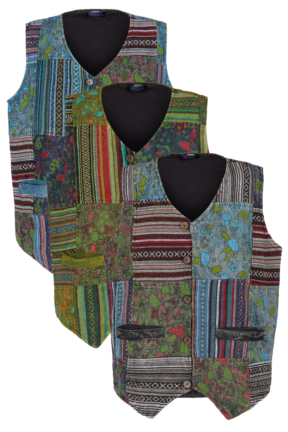 Bodhi mushroom patchwork waistcoat