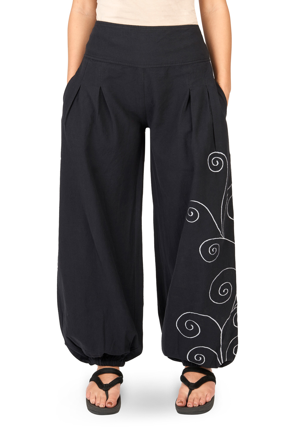 Wicked Dragon Clothing - Long heavy trousers with swirly embroidery