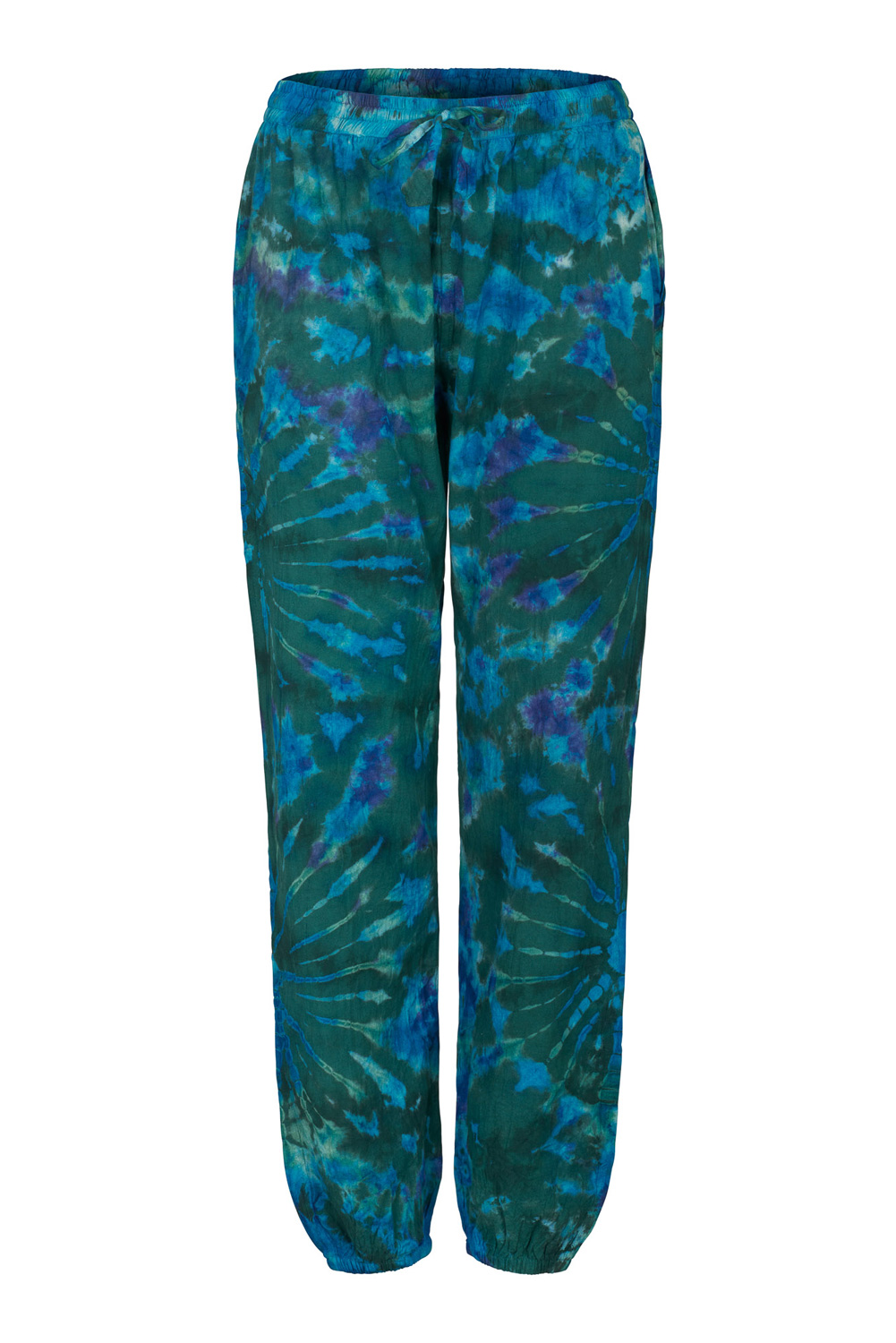 Plus Size Oval Swirls Tie Dye Cotton Leggings in Blue – Harem Pants
