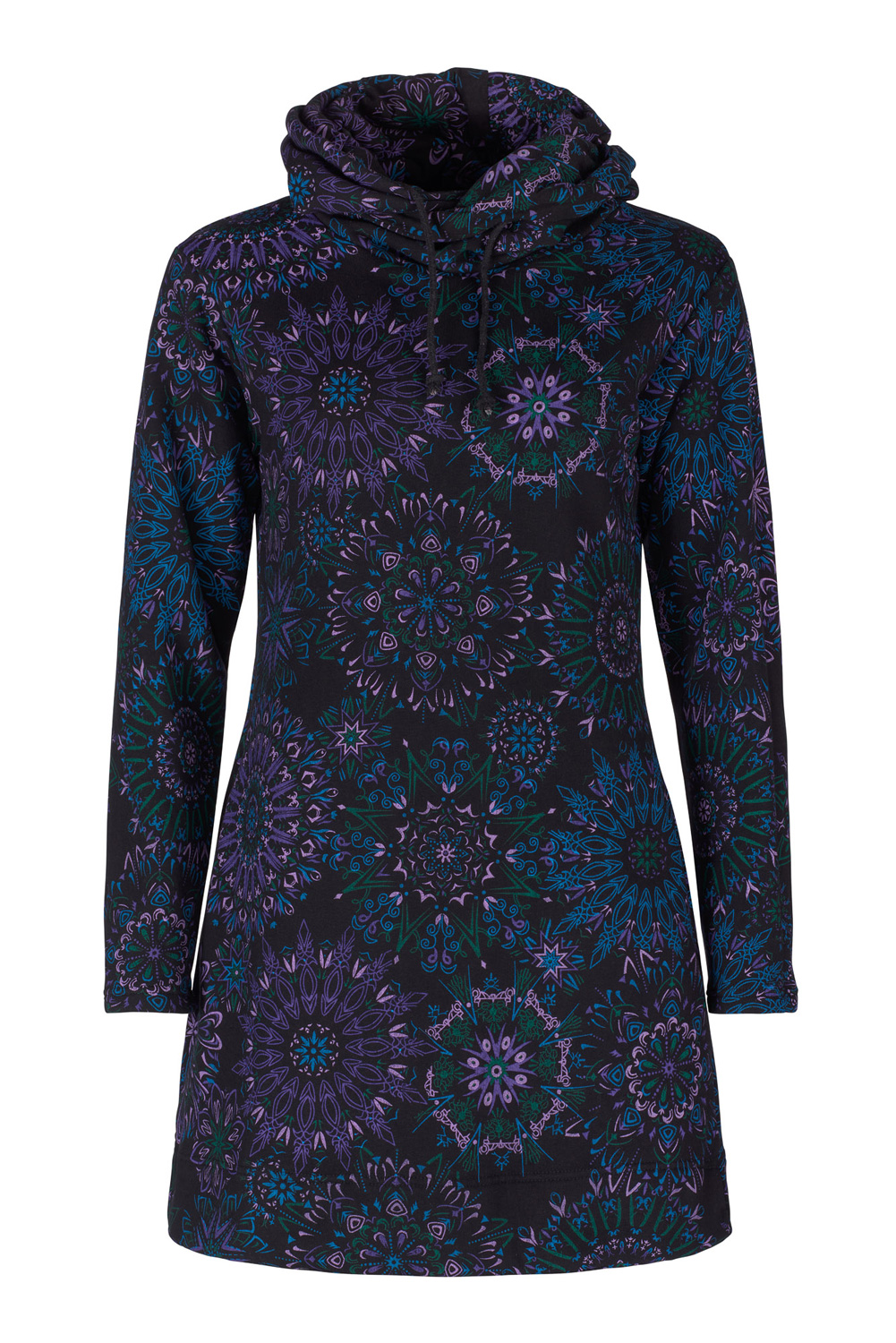 Wicked Dragon Clothing - Cosmic mandala print fleece cotton hooded dress