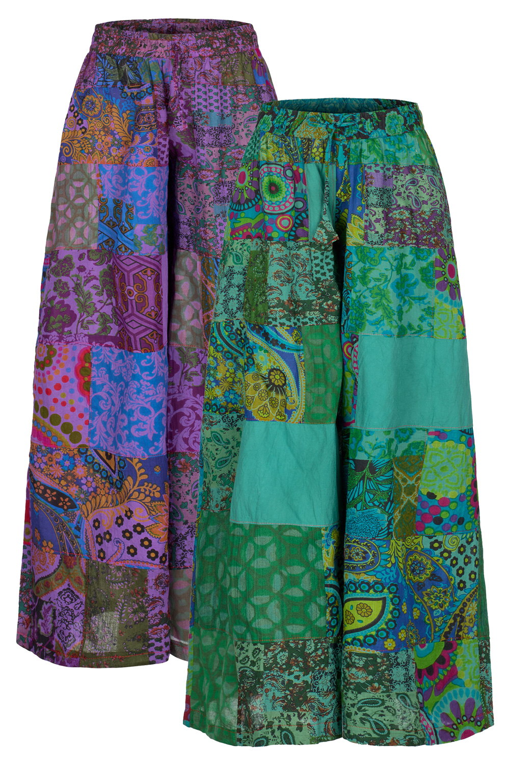 Wicked Dragon Clothing Waterlily flared patchwork trousers with pockets