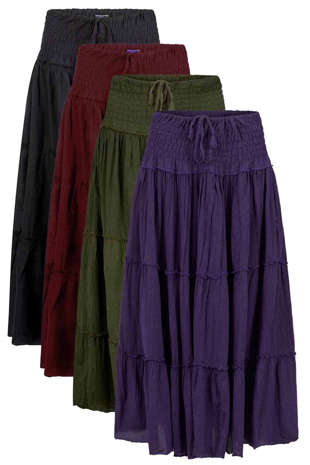 Wicked Dragon Clothing Tiered maxi skirt with pockets