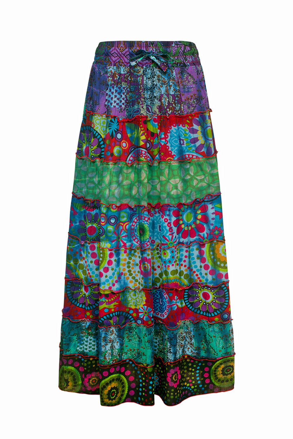 Waterlily tiered maxi skirt with pockets