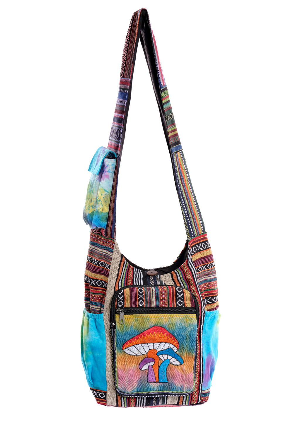 Tie dye mushroom large shoulder bag