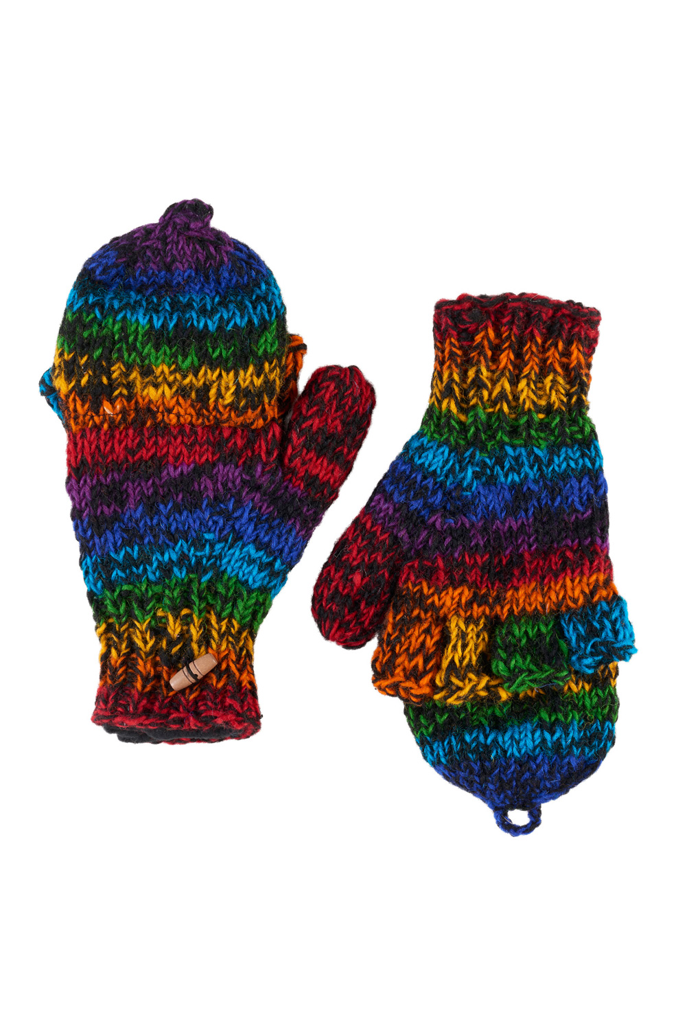 Dark rainbow wool fingerless gloves